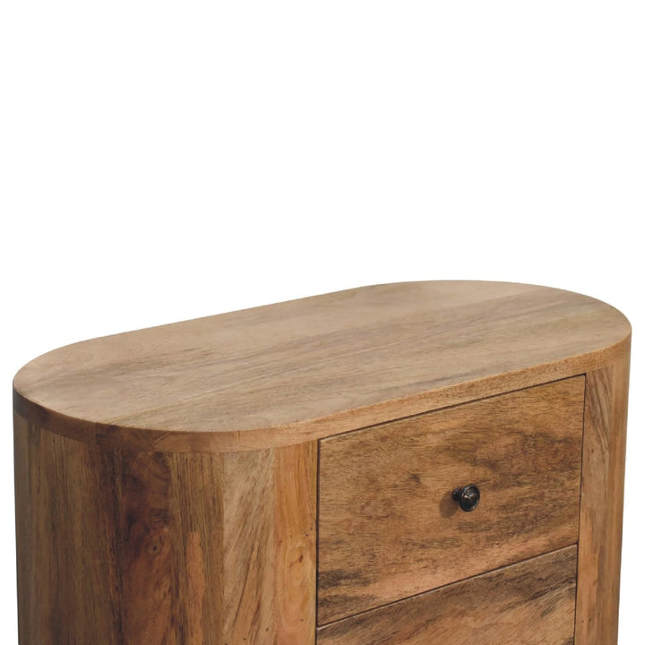 Rustic Lodge Oak-ish Nightstand - Solid Mango Wood Bedside Table for Bedroom - product view 5 showing handcrafted solid...