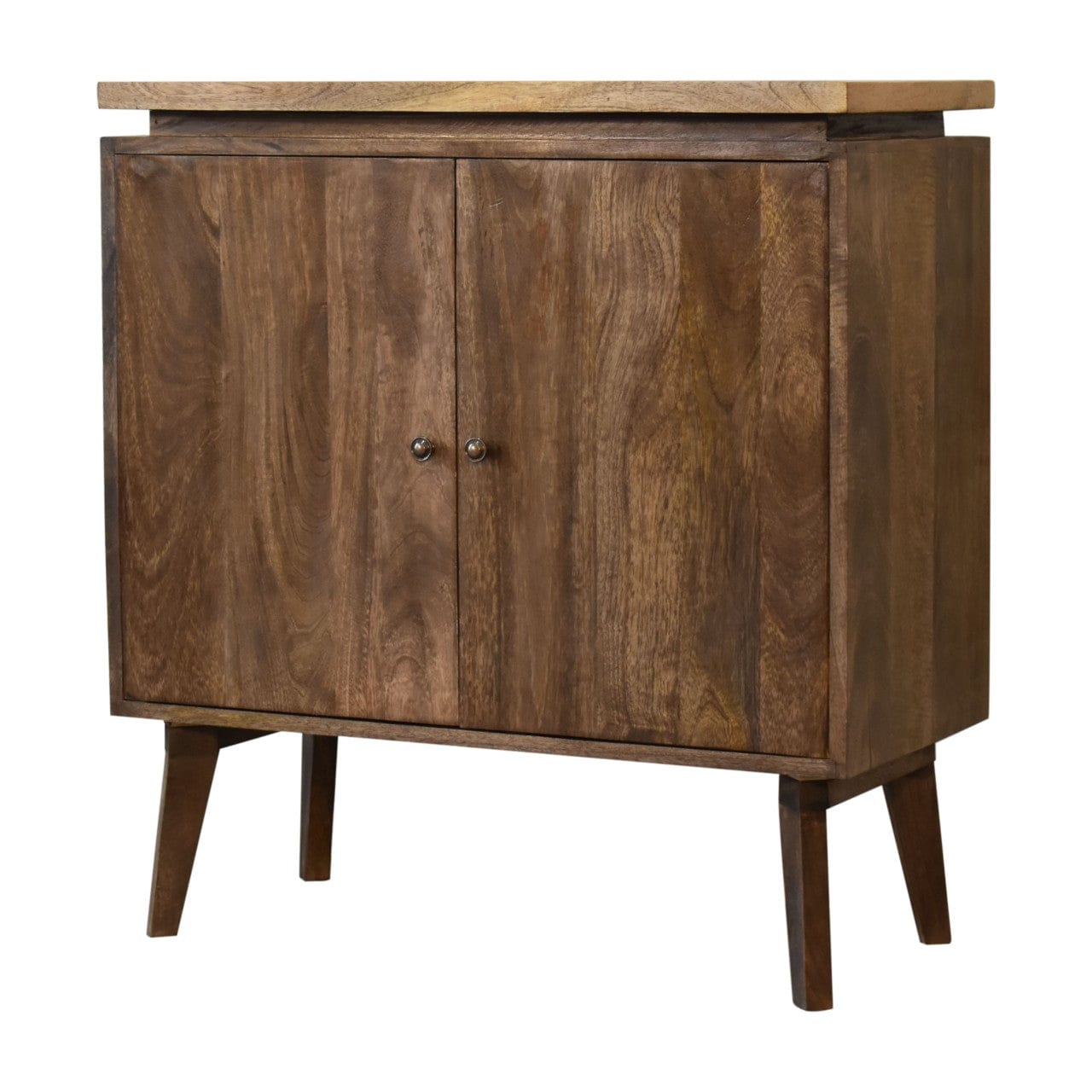 Rustic Lodge Platform Sideboard - Solid Mango Wood Buffet Cabinet for Dining Room - product view 2 showing handcrafted...