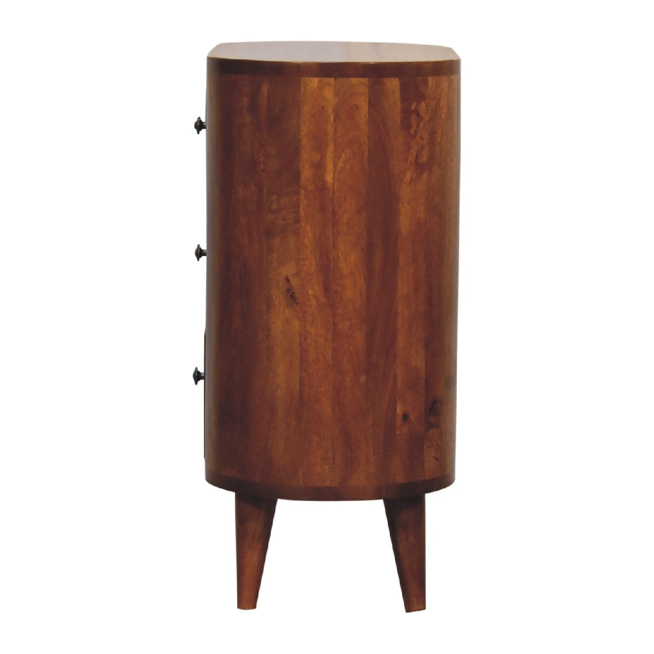 Rustic Mini Chestnut Nightstand - Solid Mango Wood Bedside Table for Bedroom - product view 9 showing handcrafted solid...