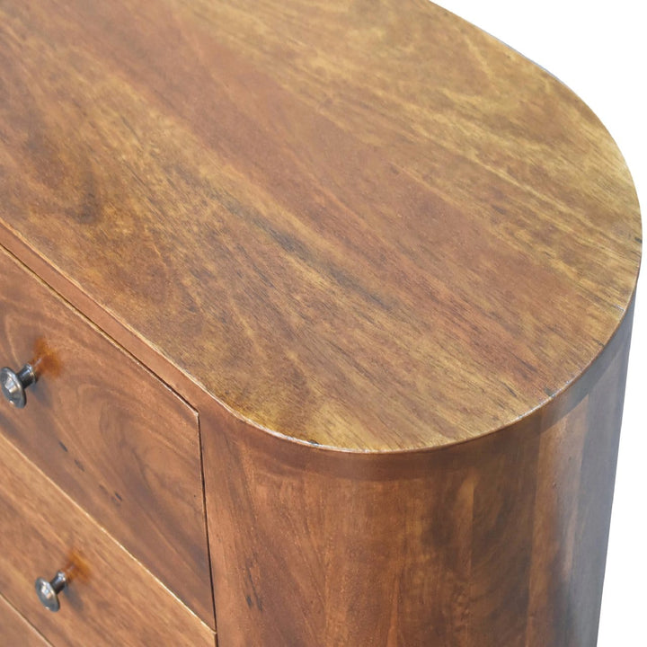 Rustic Mini Chestnut Nightstand - Solid Mango Wood Bedside Table for Bedroom - product view 6 showing handcrafted solid...