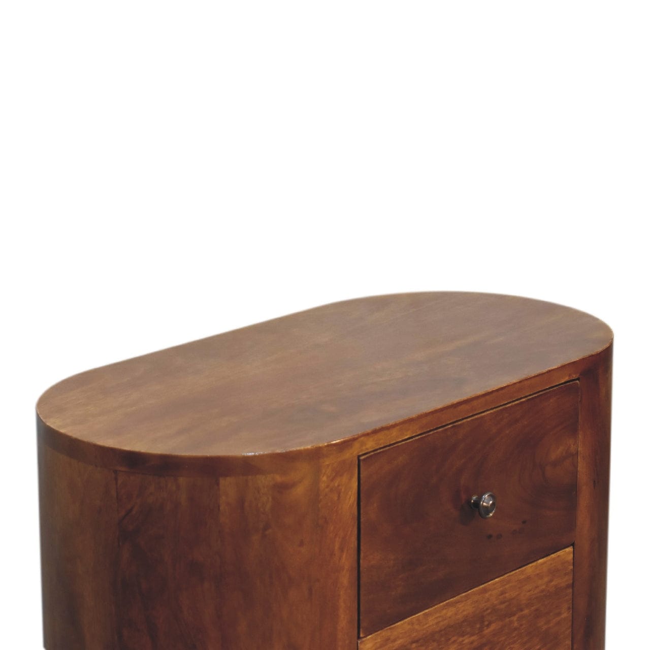 Rustic Mini Chestnut Nightstand - Solid Mango Wood Bedside Table for Bedroom - product view 5 showing handcrafted solid...