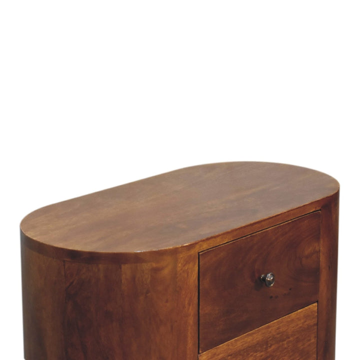 Rustic Mini Chestnut Nightstand - Solid Mango Wood Bedside Table for Bedroom - product view 5 showing handcrafted solid...