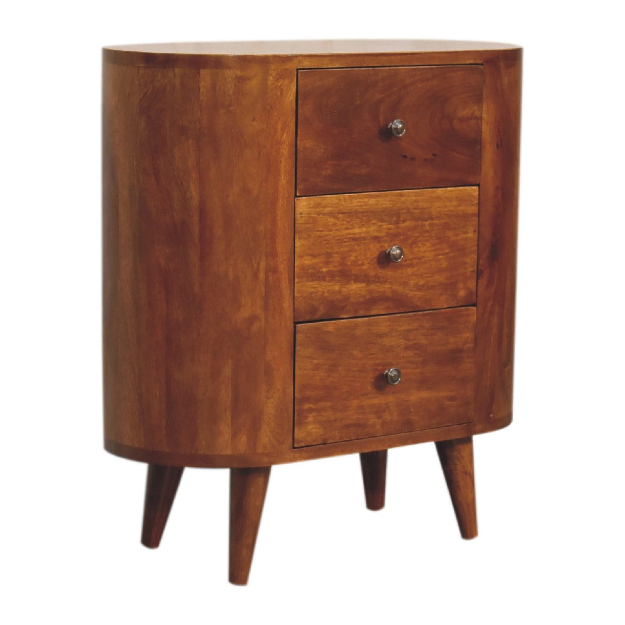 Rustic Mini Chestnut Nightstand - Solid Mango Wood Bedside Table for Bedroom - product view 4 showing handcrafted solid...