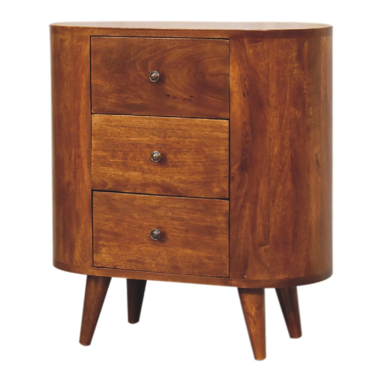 Rustic Mini Chestnut Nightstand - Solid Mango Wood Bedside Table for Bedroom - product view 3 showing handcrafted solid...