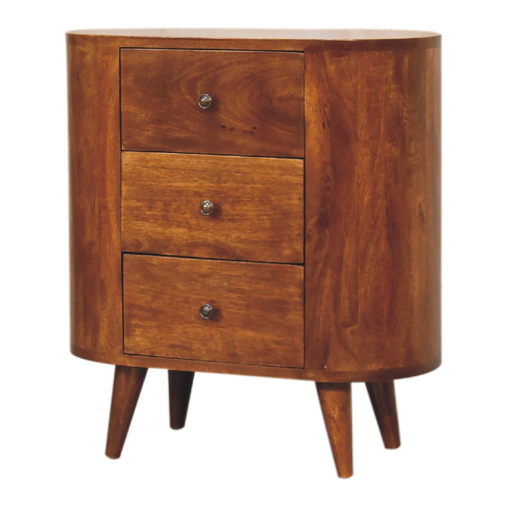 Rustic Mini Chestnut Nightstand - Solid Mango Wood Bedside Table for Bedroom - product view 3 showing handcrafted solid...