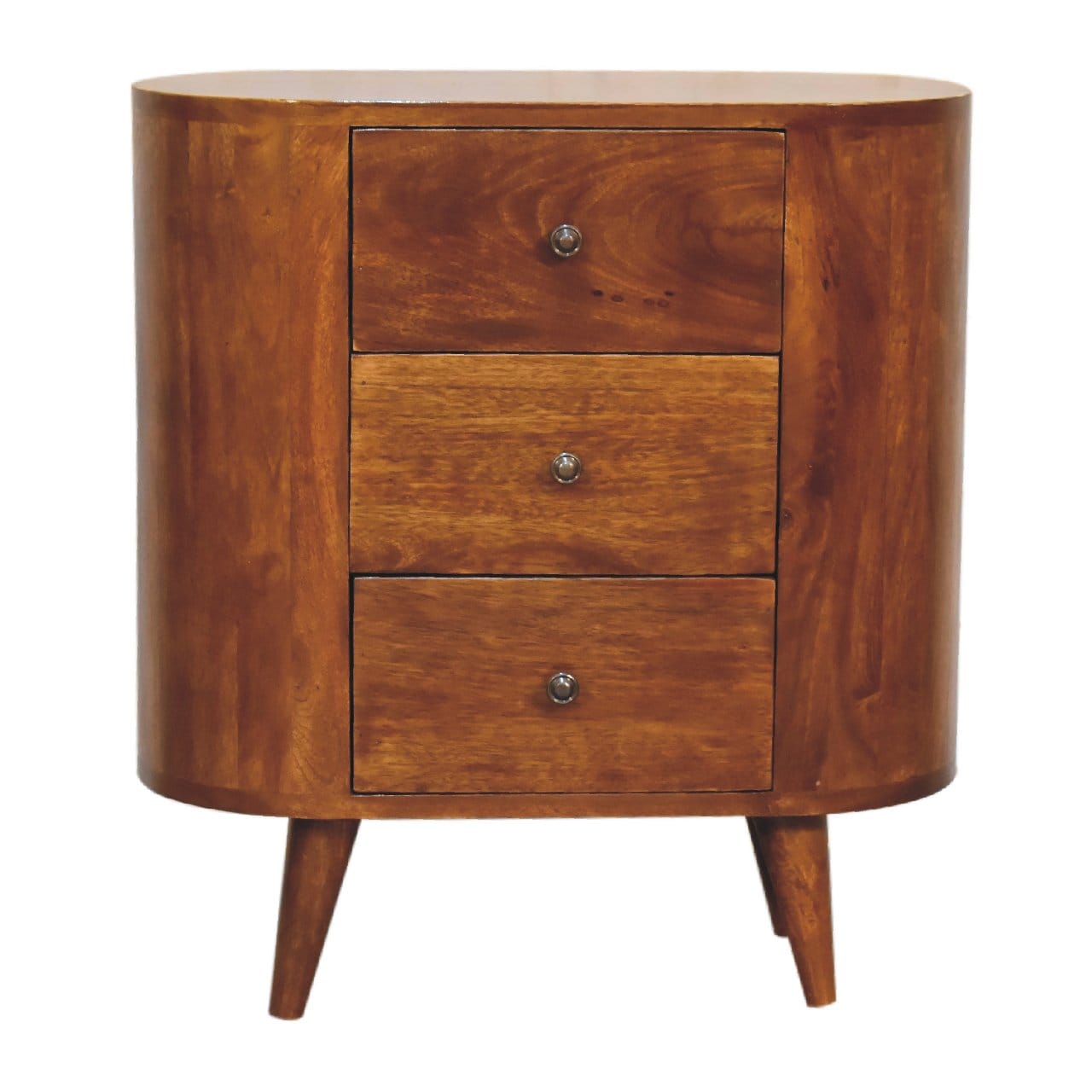 Rustic Mini Chestnut Nightstand - Solid Mango Wood Bedside Table for Bedroom - product view 2 showing handcrafted solid...