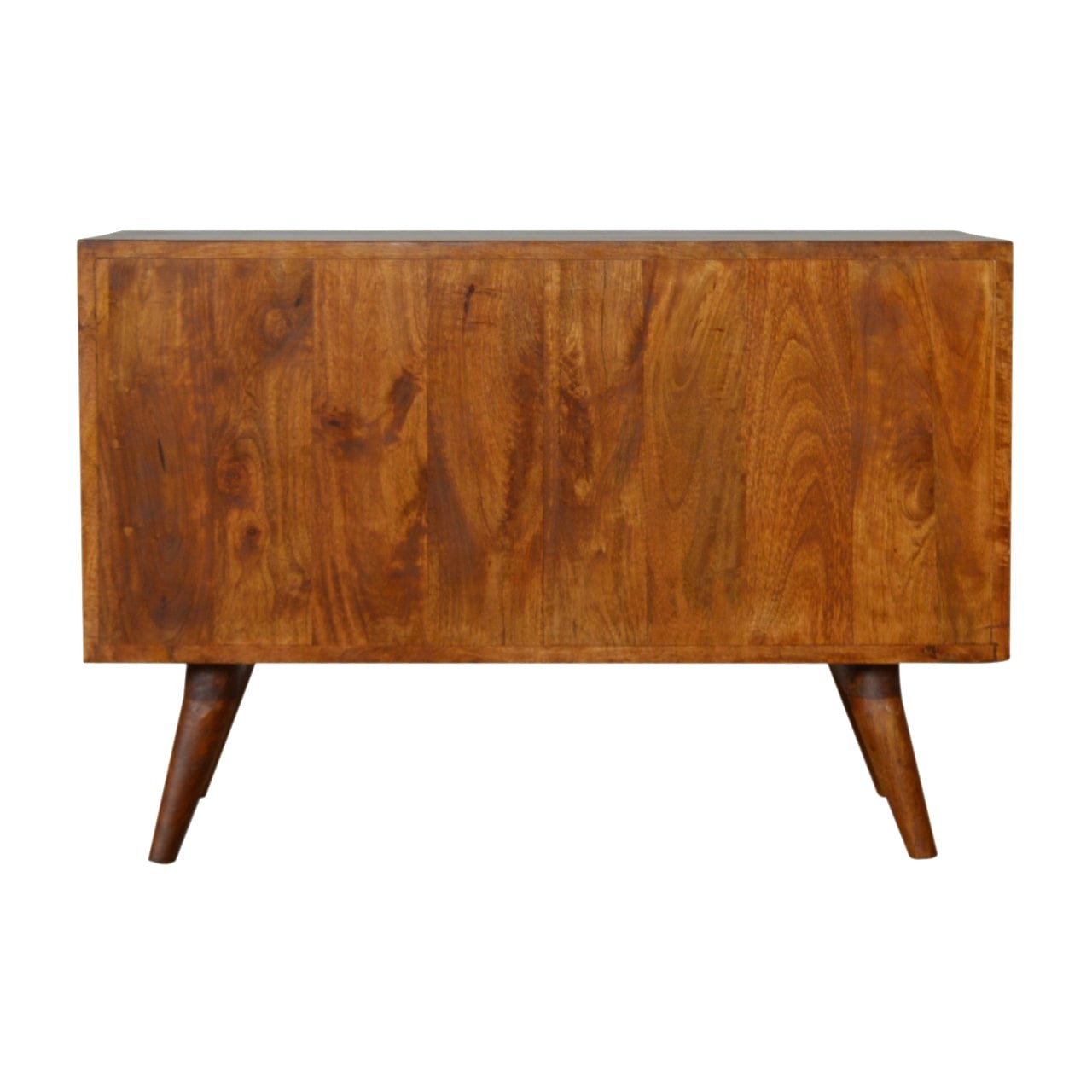 Carved Chestnut Sideboard - Solid Mango Wood Buffet Cabinet for Dining Room - main view showing handcrafted solid mango...