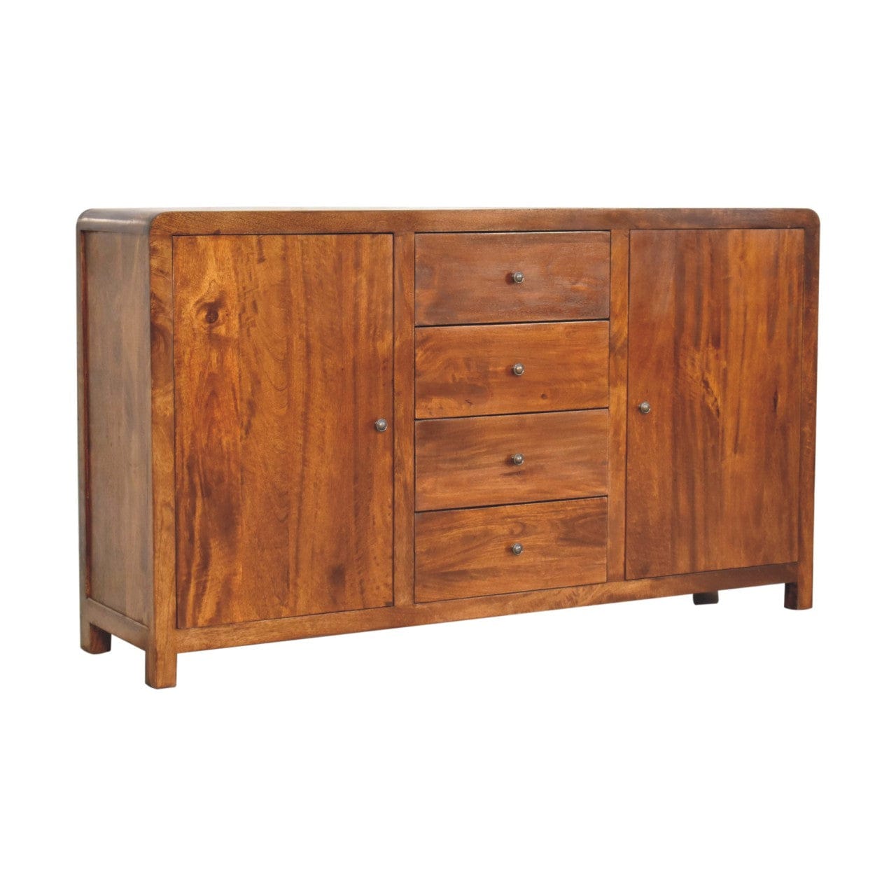 Handcrafted Aspen Sideboard - Solid Mango Wood Buffet Cabinet for Dining Room - main view showing handcrafted solid mango...