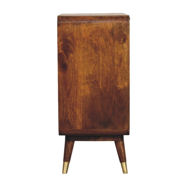 Rustic Lodge Avora Brass Embossed 2 Door Chestnut Sideboard - Solid Mango Wood Buffet Cabinet for Dining Room - product...