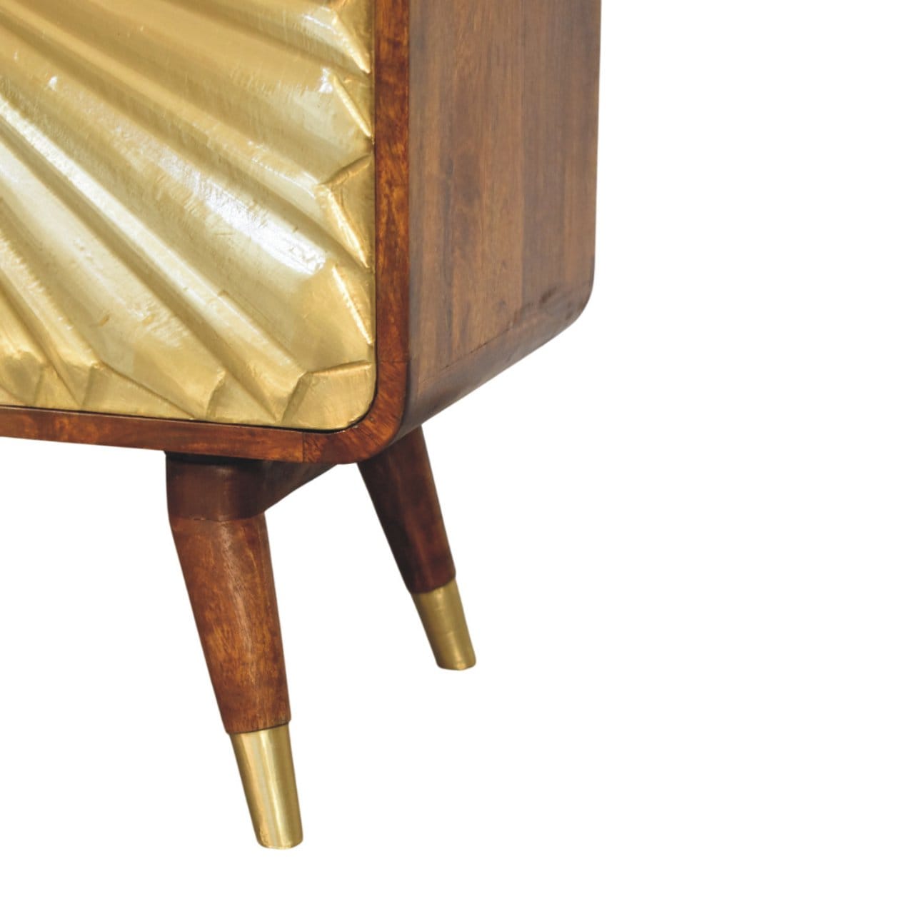 Rustic Lodge Avora Brass Embossed 2 Door Chestnut Sideboard - Solid Mango Wood Buffet Cabinet for Dining Room - product...
