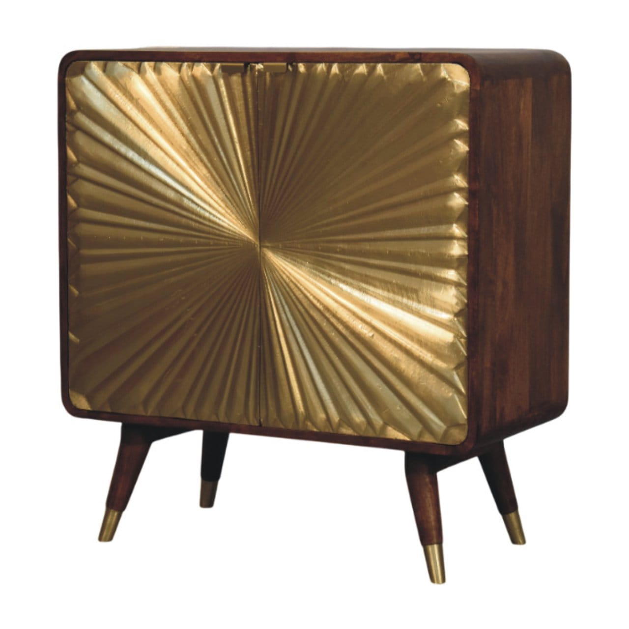Rustic Lodge Avora Brass Embossed 2 Door Chestnut Sideboard - Solid Mango Wood Buffet Cabinet for Dining Room - main view...
