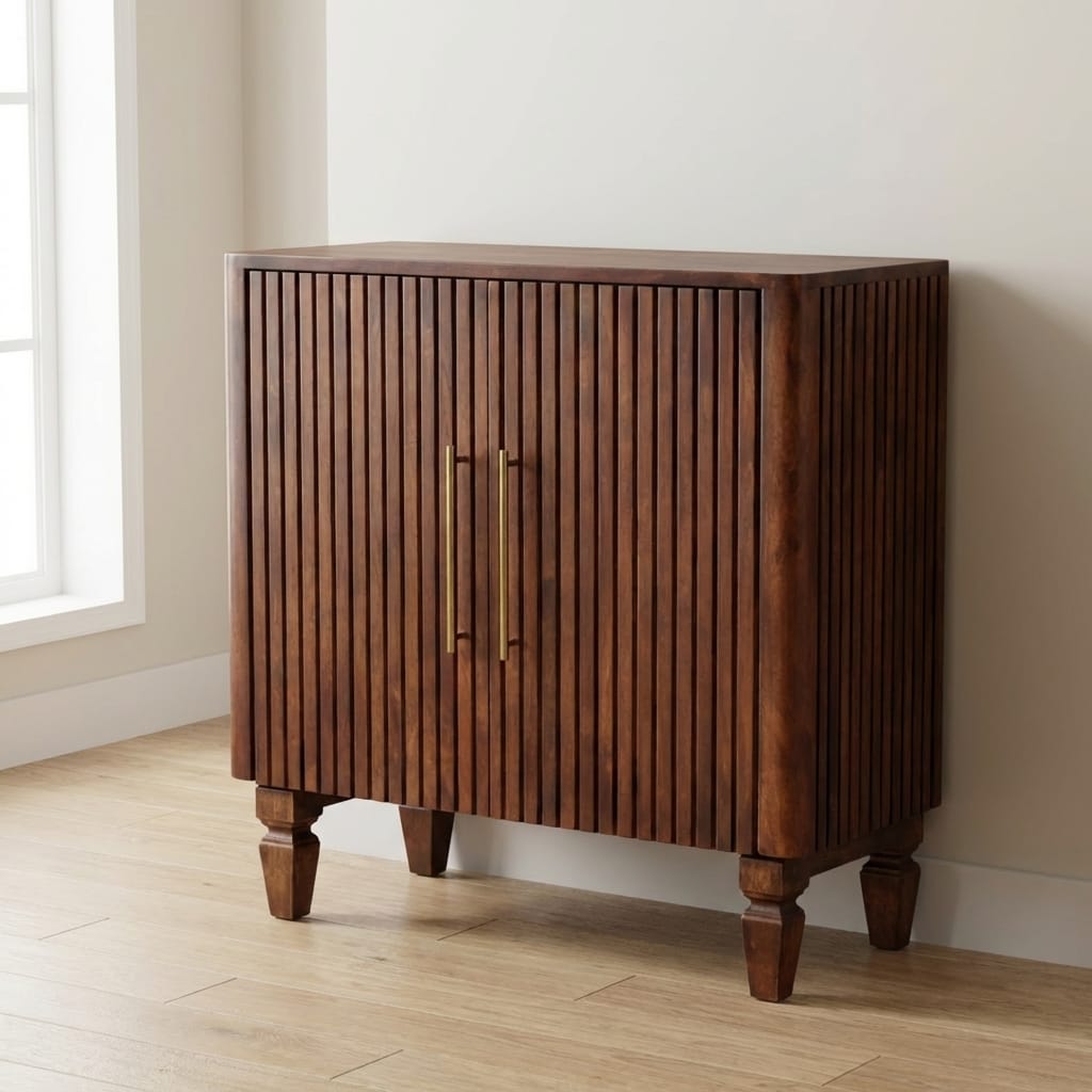 Rustic Lodge Cavallo Sideboard - Solid Mango Wood Buffet Cabinet for Dining Room - main view showing handcrafted solid...