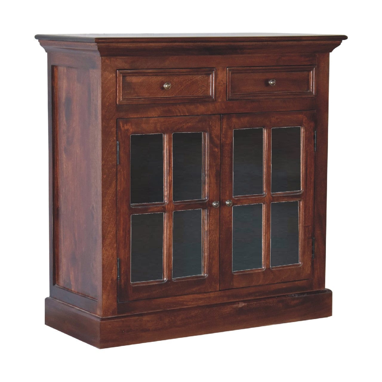 Rustic Lodge Cherry Glazed Sideboard - Solid Mango Wood Buffet Cabinet for Dining Room - product view 3 showing...