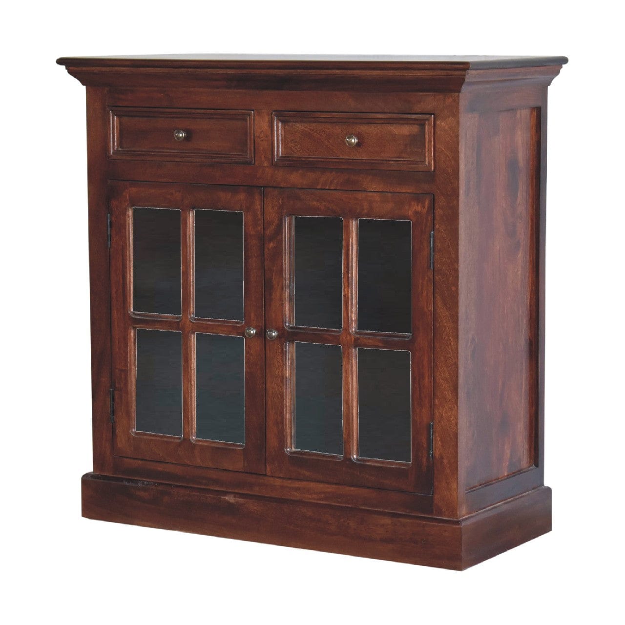 Rustic Lodge Cherry Glazed Sideboard - Solid Mango Wood Buffet Cabinet for Dining Room - product view 2 showing...