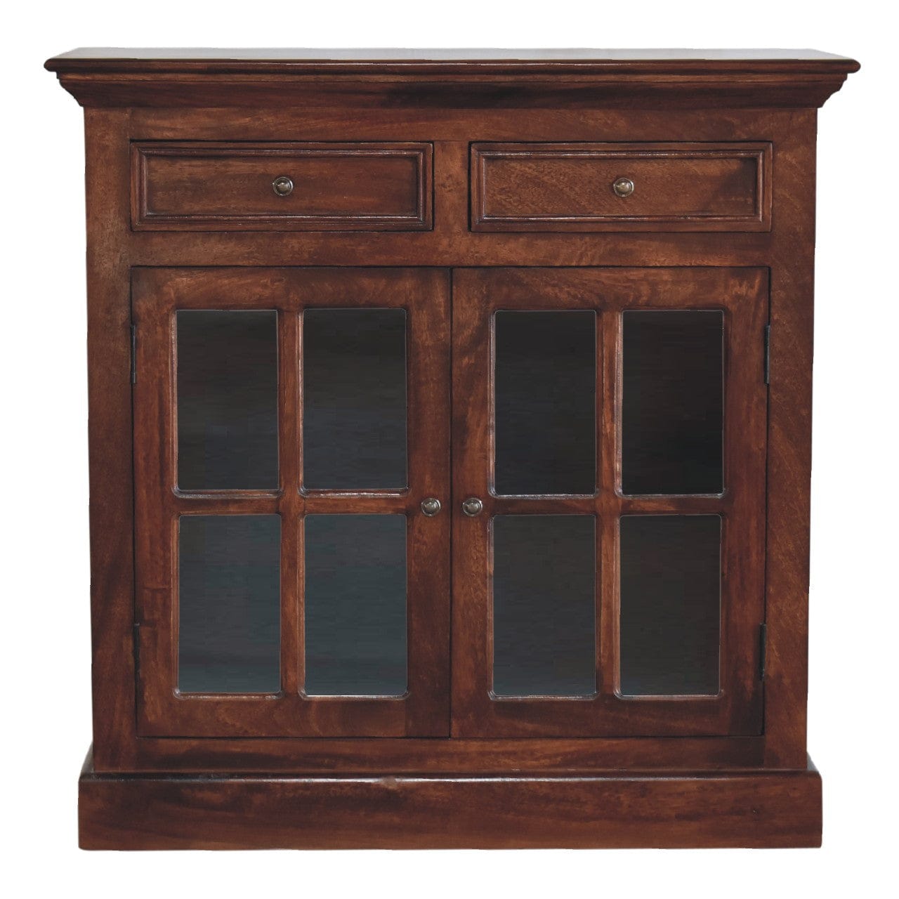 Rustic Lodge Cherry Glazed Sideboard - Solid Mango Wood Buffet Cabinet for Dining Room - main view showing handcrafted...