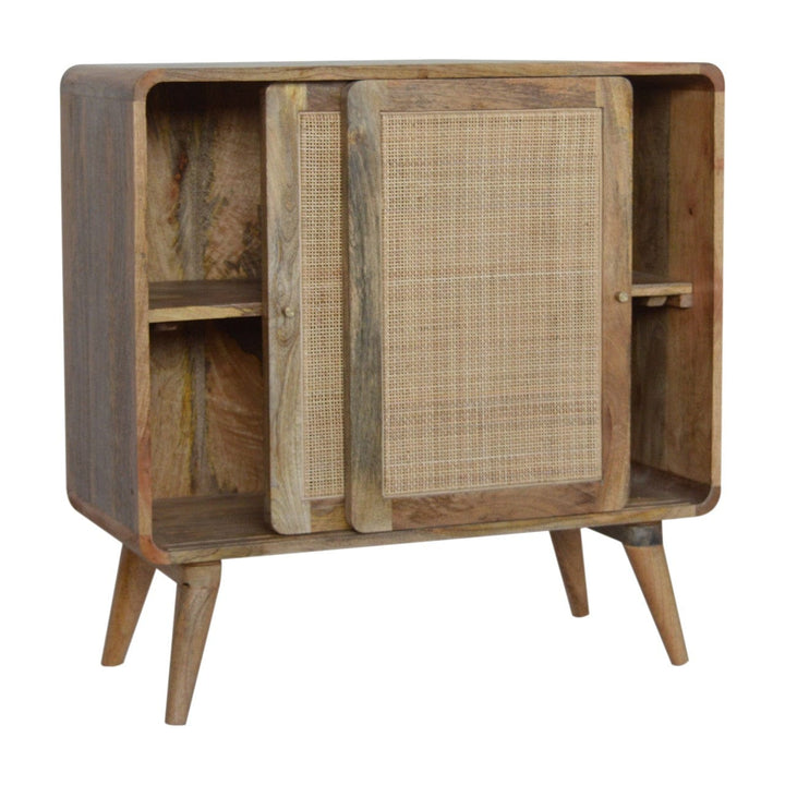 Rustic Lodge Close-knit Sliding Sideboard - Solid Mango Wood Buffet Cabinet for Dining Room - product view 5 showing...