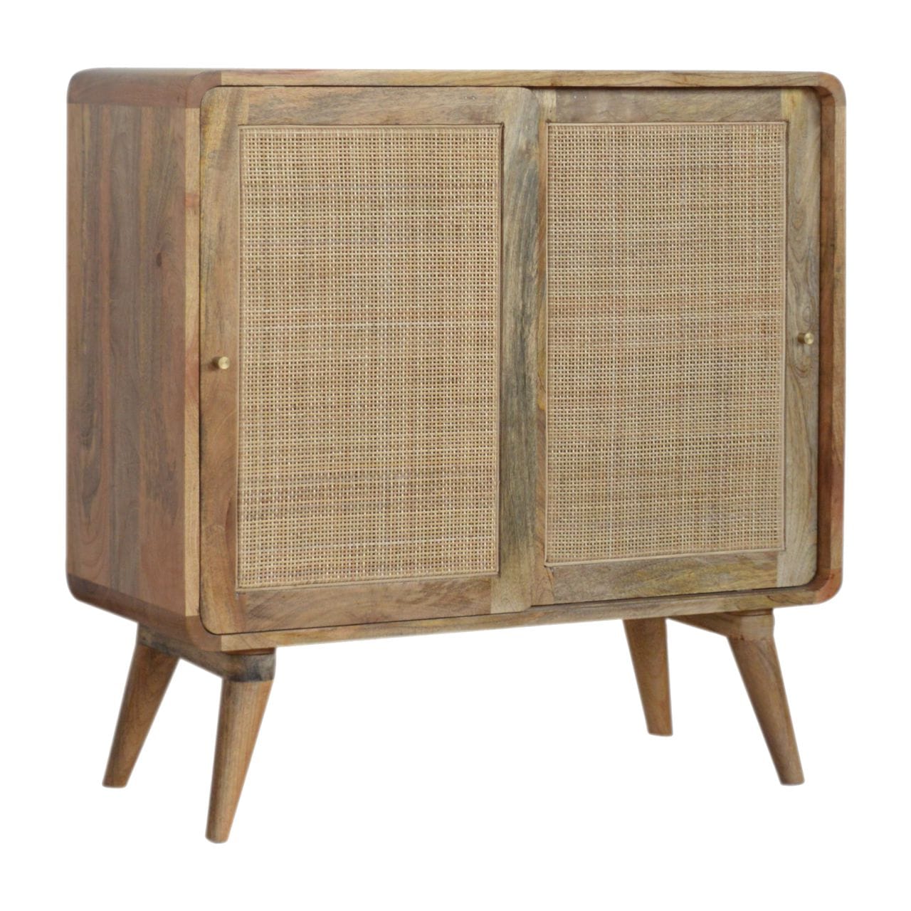 Rustic Lodge Close-knit Sliding Sideboard - Solid Mango Wood Buffet Cabinet for Dining Room - product view 2 showing...