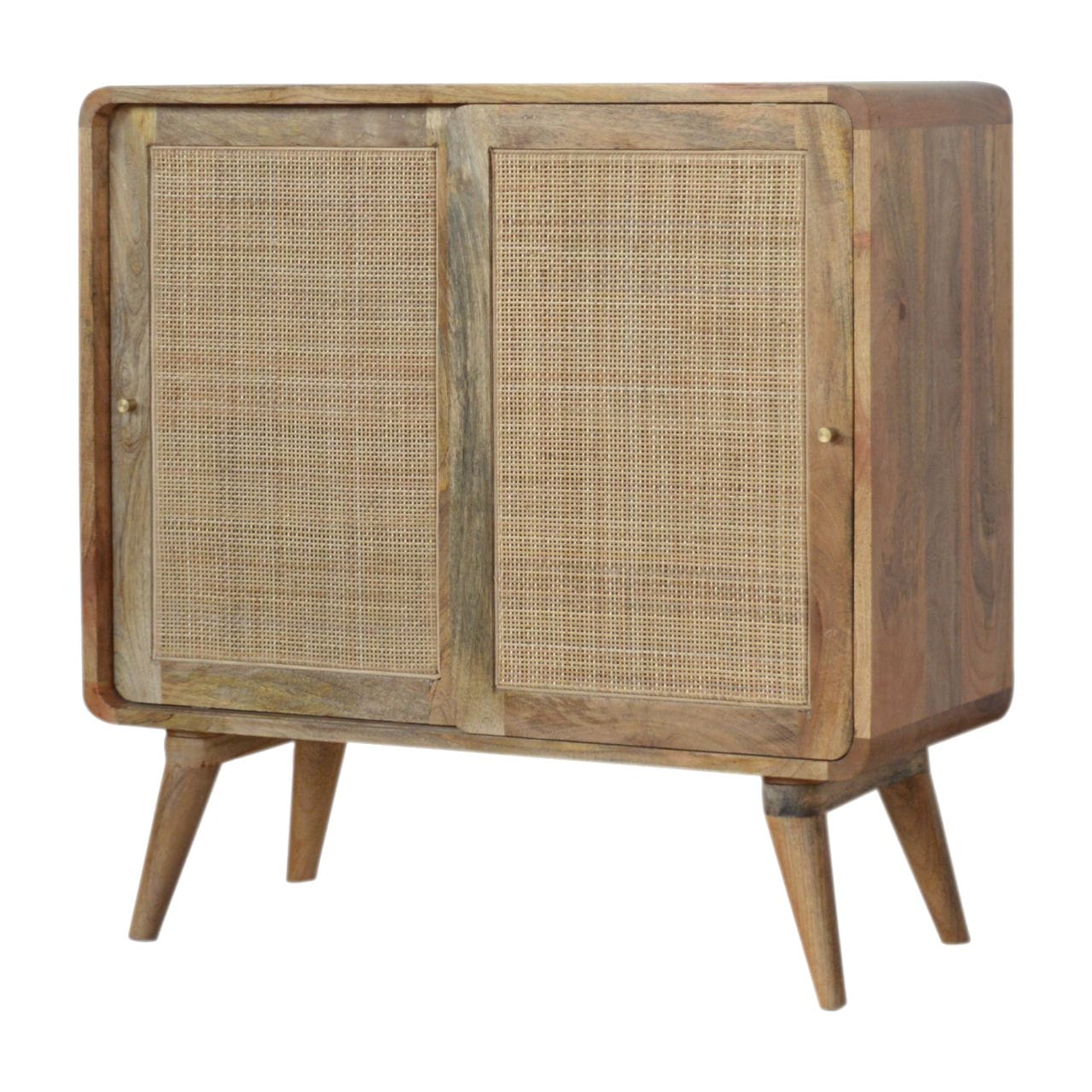 Rustic Lodge Close-knit Sliding Sideboard - Solid Mango Wood Buffet Cabinet for Dining Room - main view showing...