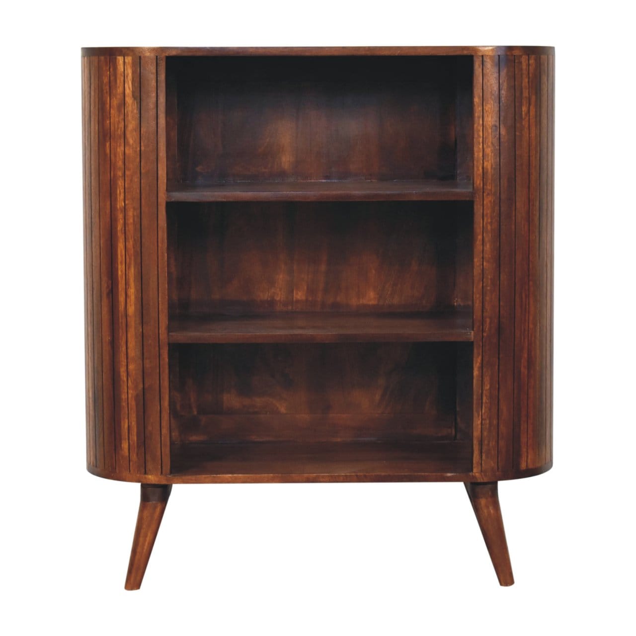 Rustic Lodge Cortez Chestnut Open Sideboard - Solid Mango Wood Buffet Cabinet for Dining Room with open shelving.