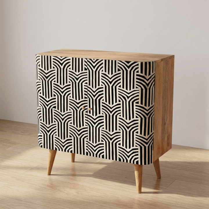 Rustic Lodge Edessa Bone Inlay Sideboard - Solid Mango Wood Buffet Cabinet for Dining Room - main view showing...