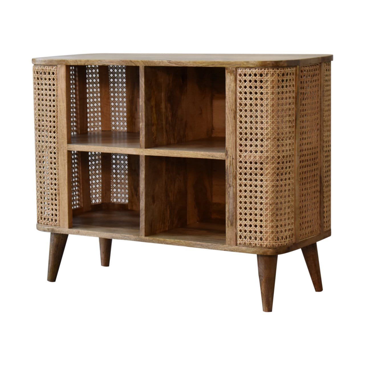 Rustic Lodge Larissa Open Double Sideboard - Solid Mango Wood Buffet Cabinet for Dining Room - product view 2 showing...
