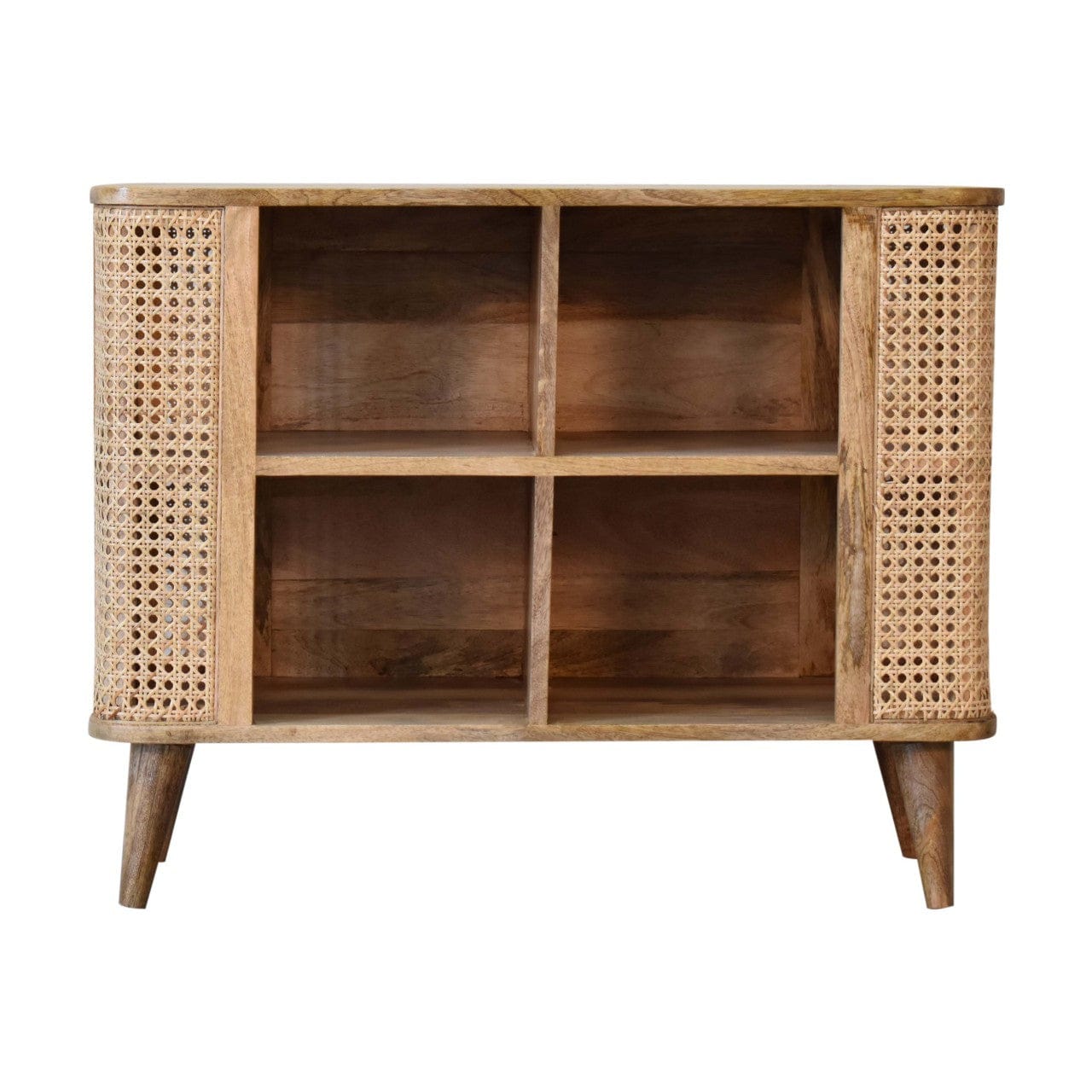 Rustic Lodge Larissa Open Double Sideboard - Solid Mango Wood Buffet Cabinet for Dining Room - main view showing...