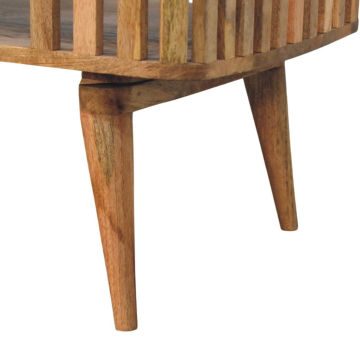 Slatted Oak-ish Coffee Table - Solid Mango Wood Center Table for Living Room - product view 6 showing handcrafted solid...