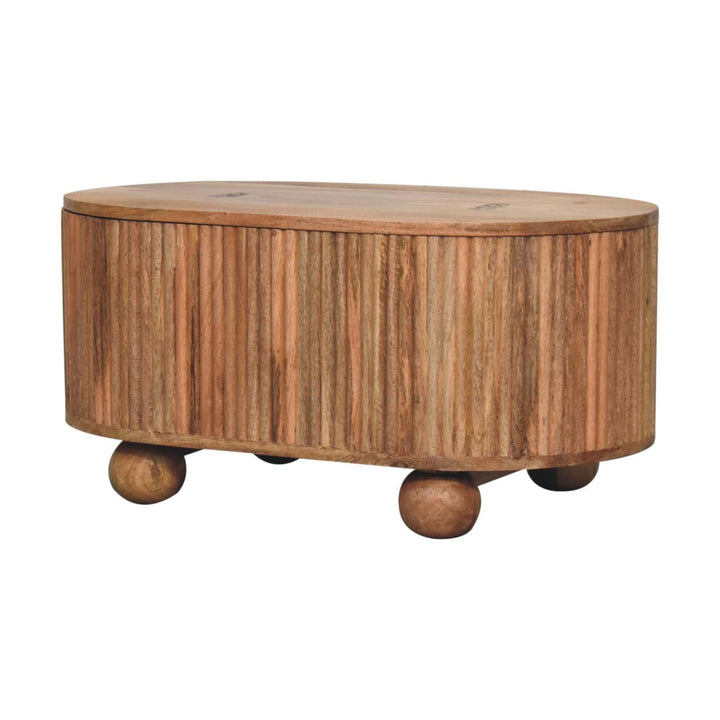 Soba Ball Lid-up Coffee Table - Solid Mango Wood Center Table for Living Room - product view 4 showing handcrafted solid...