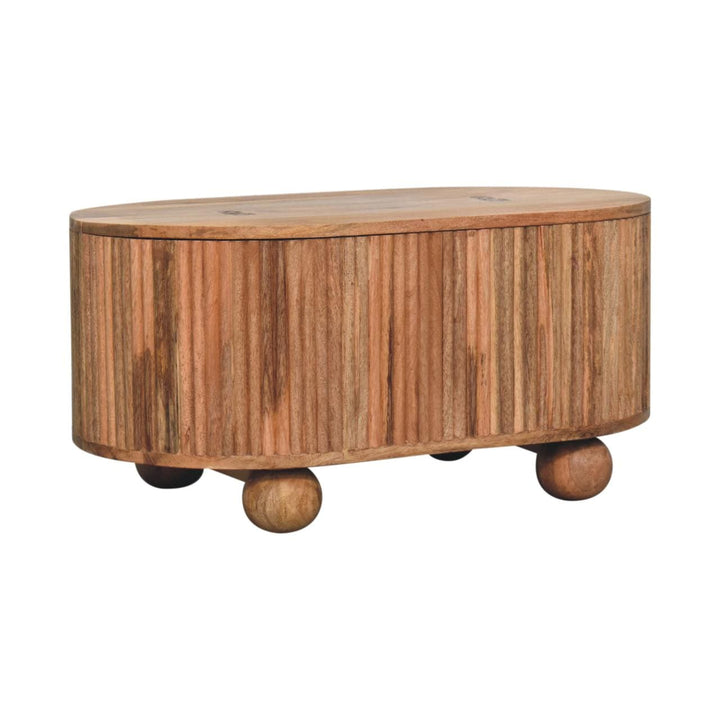 Soba Ball Lid-up Coffee Table - Solid Mango Wood Center Table for Living Room - product view 3 showing handcrafted solid...