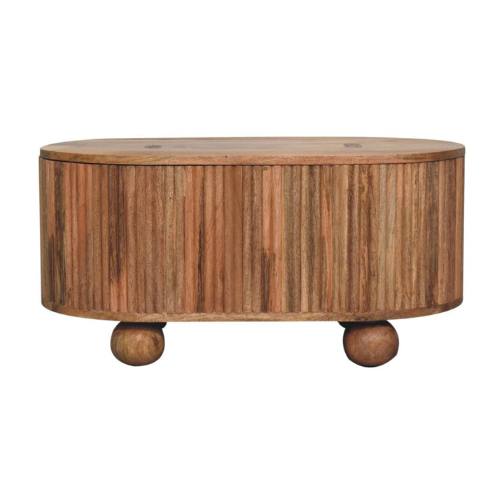 Soba Ball Lid-up Coffee Table - Solid Mango Wood Center Table for Living Room - product view 2 showing handcrafted solid...