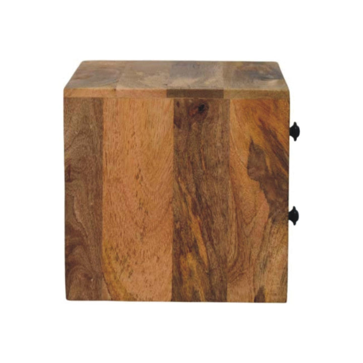 Solis 2-Drawer Oak-ish Floating Nightstand - Solid Mango Wood Bedside Table for Bedroom - product view 8 showing...