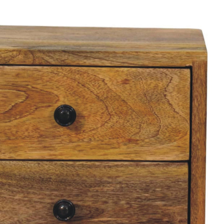 Solis 2-Drawer Oak-ish Floating Nightstand - Solid Mango Wood Bedside Table for Bedroom - product view 6 showing...