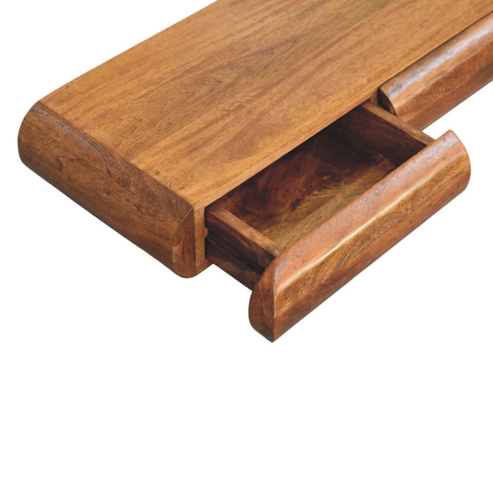 Solis Floating Solid Mango Wood Console Table - Entryway & Hallway Table - product view 7 showing handcrafted solid mango...