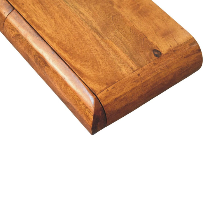 Solis Floating Solid Mango Wood Console Table - Entryway & Hallway Table - product view 6 showing handcrafted solid mango...