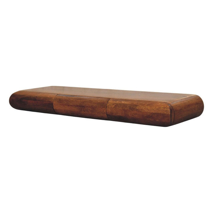 Solis Floating Solid Mango Wood Console Table - Entryway & Hallway Table - product view 3 showing handcrafted solid mango...