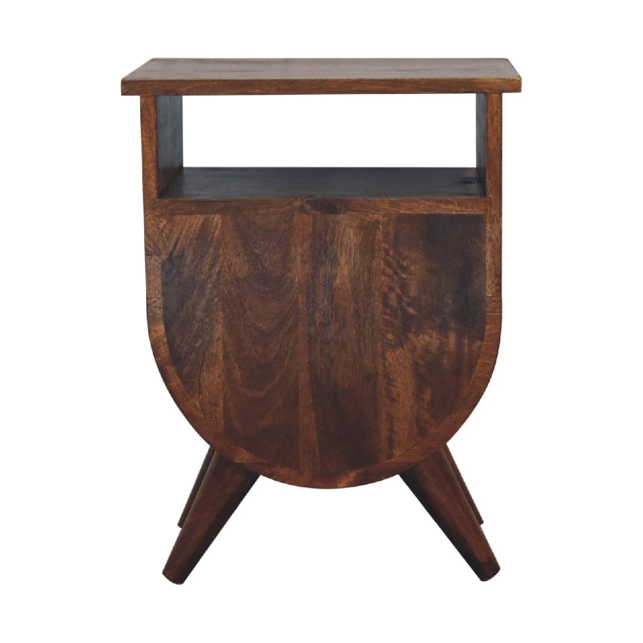 Split Chestnut Nightstand - Solid Mango Wood Bedside Table for Bedroom - product view 9 showing handcrafted solid mango...