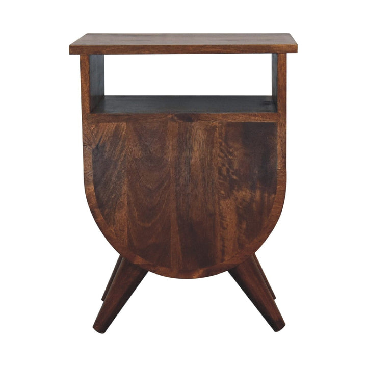 Split Chestnut Nightstand - Solid Mango Wood Bedside Table for Bedroom - product view 9 showing handcrafted solid mango...