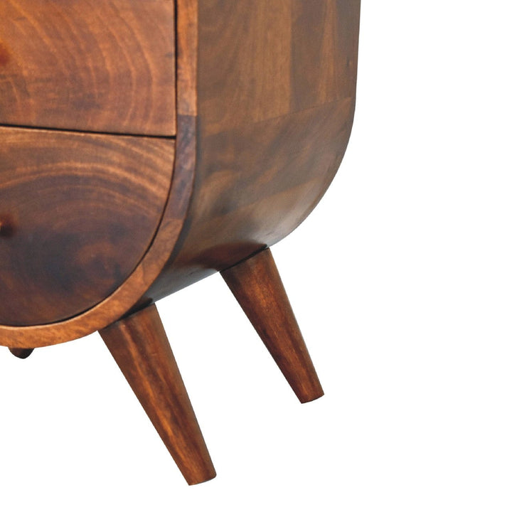 Split Chestnut Nightstand - Solid Mango Wood Bedside Table for Bedroom - product view 7 showing handcrafted solid mango...