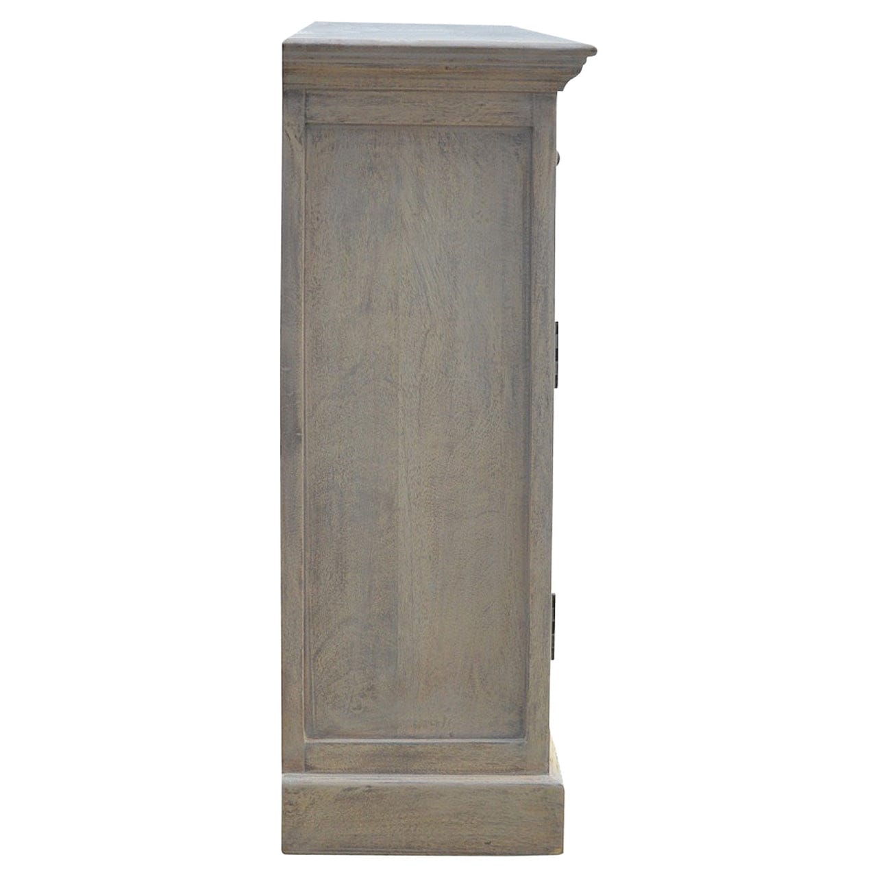 Stone Acid Wash Glazed Sideboard - Solid Mango Wood Buffet Cabinet for Dining Room side view showcasing its elegant design.