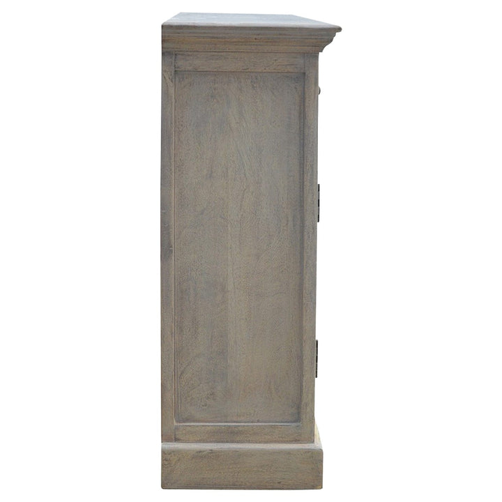 Stone Acid Wash Glazed Sideboard - Solid Mango Wood Buffet Cabinet for Dining Room side view showcasing its elegant design.