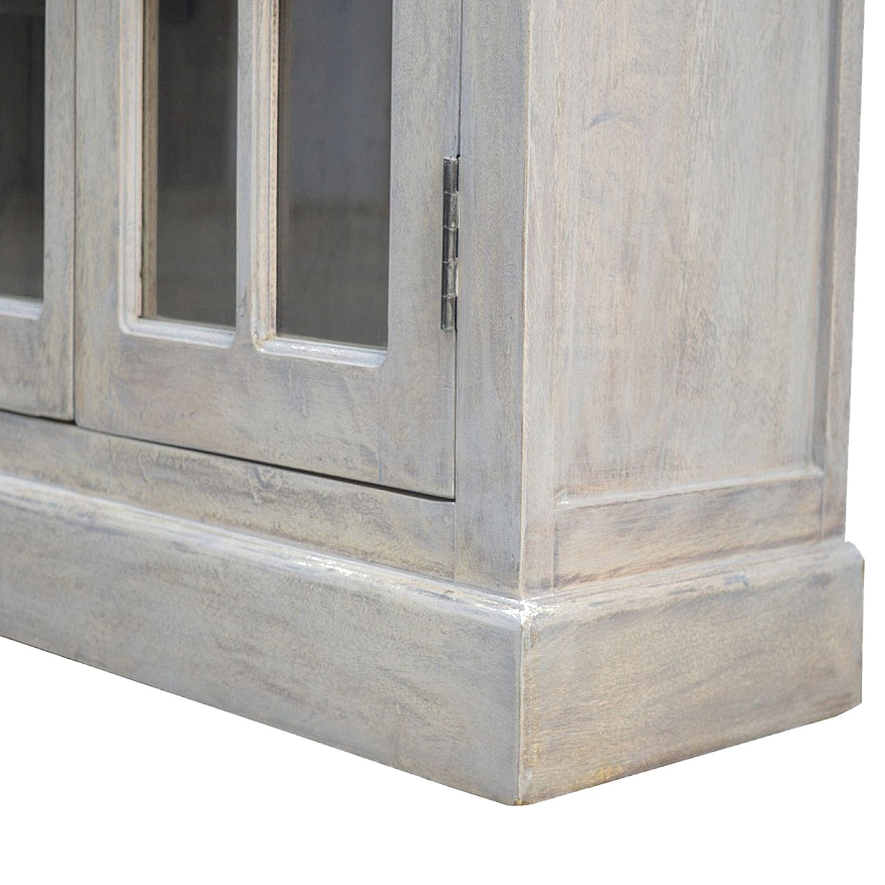 Stone Acid Wash Glazed Sideboard - Solid Mango Wood Buffet Cabinet for Dining Room close-up of cabinet doors and frame