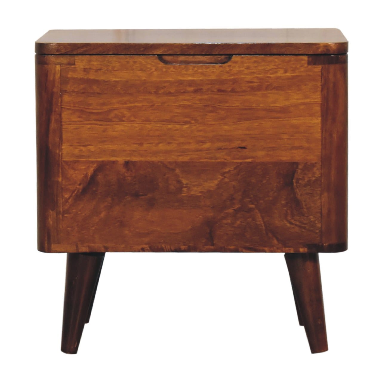 Chestnut Lid-up Storage Stool - Solid Mango Wood Accent Seating - main view showing handcrafted solid mango wood dresser