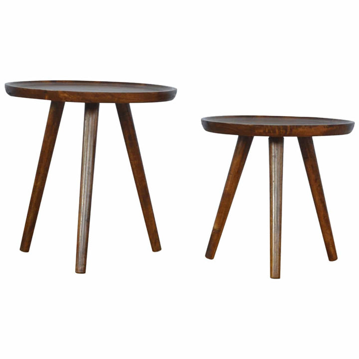 Chestnut Tray Nesting Stools for Bedroom in Solid Mango Wood - main view showing handcrafted solid mango wood dresser