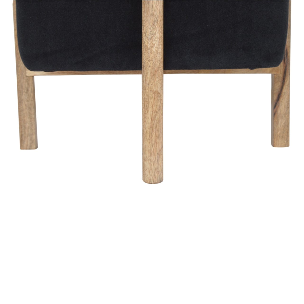 Handcrafted Black Velvet Solid Wood Footstool - Solid Mango Wood Accent Stool for Living Room - product view 2 showing...