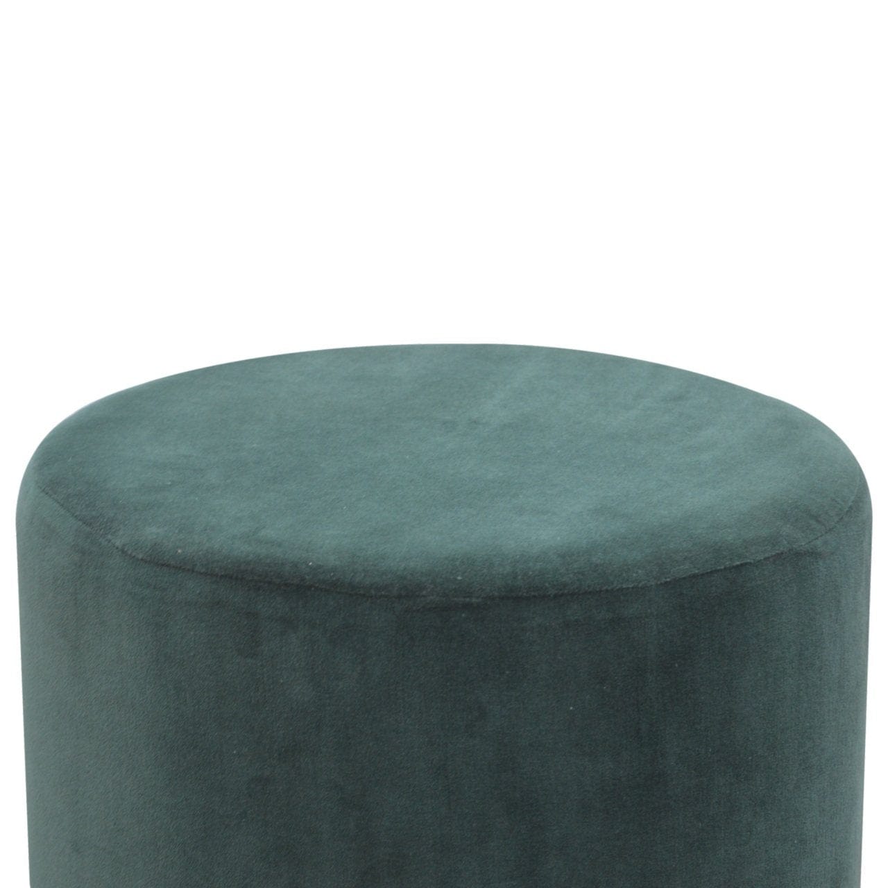 Handcrafted Emerald Velvet Footstool - Solid Mango Wood Accent Stool for Living Room - product view 2 showing handcrafted...
