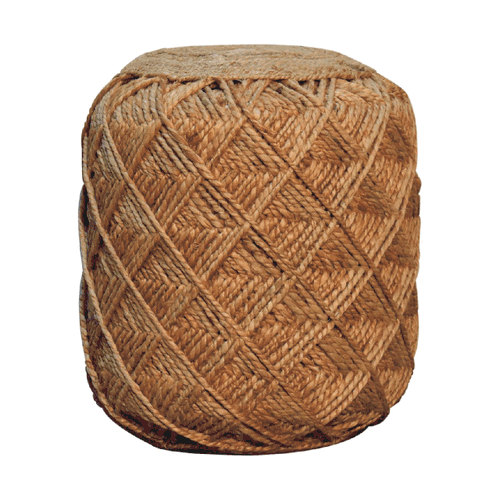Jute Fibre Footstool - Solid Mango Wood Accent Stool for Living Room - product view 8 showing handcrafted solid mango...
