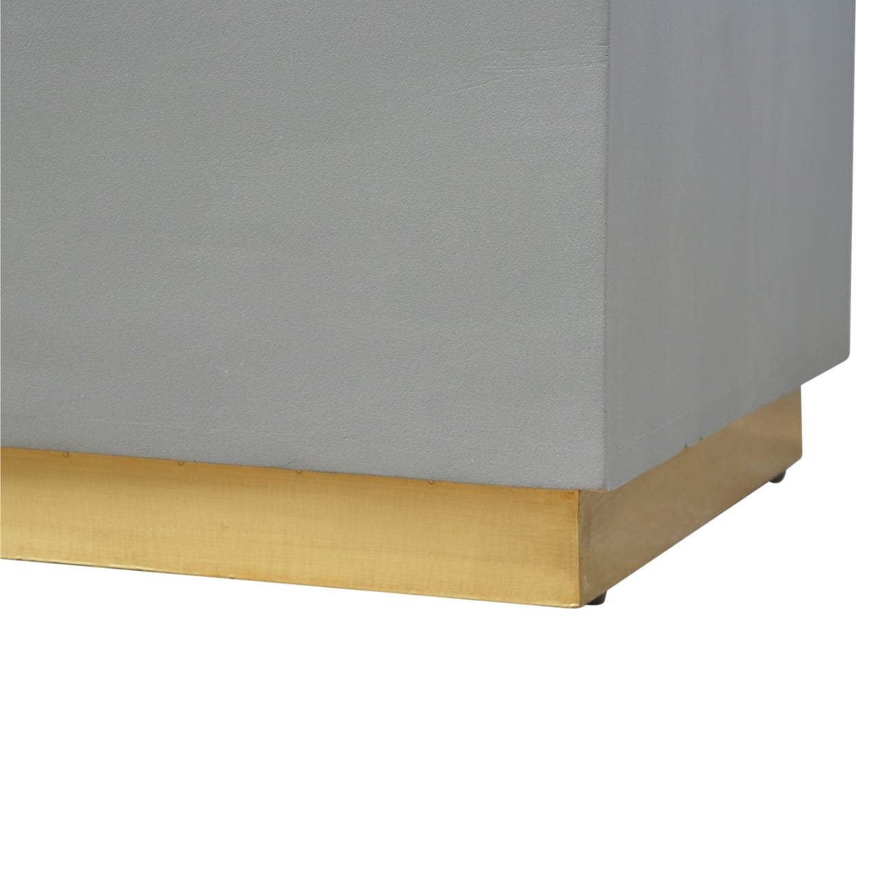 Mid-Century Modern Cement Footstool - Solid Mango Wood Accent Stool for Living Room - product view 4 showing handcrafted...