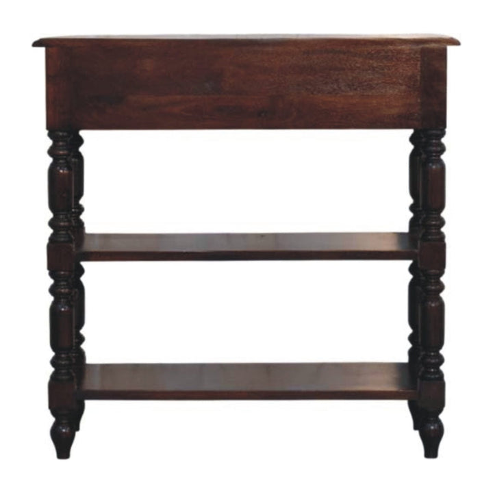 Turned legs Cherry End Table - Solid Mango Wood Side Table for Living Room - product view 8 showing handcrafted solid...