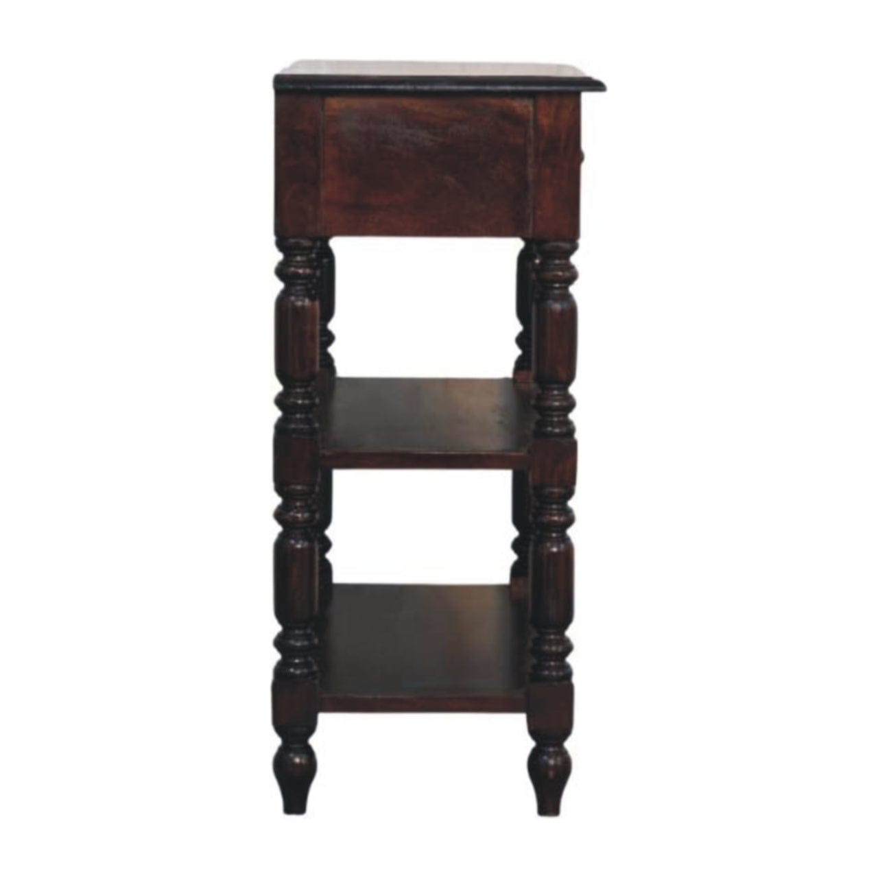 Turned legs Cherry End Table - Solid Mango Wood Side Table for Living Room - product view 7 showing handcrafted solid...