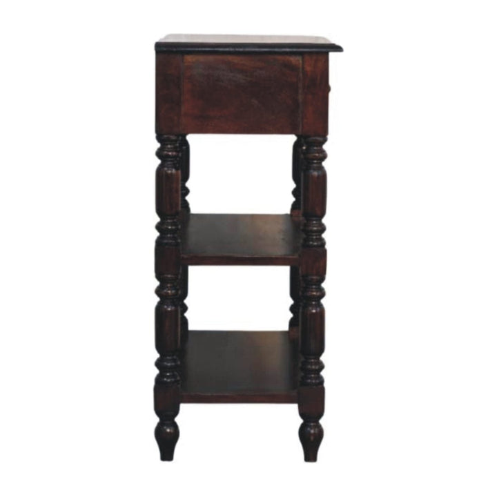 Turned legs Cherry End Table - Solid Mango Wood Side Table for Living Room - product view 7 showing handcrafted solid...